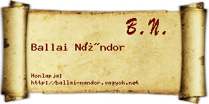 Ballai Nándor névjegykártya